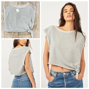FREE PEOPLE “Fresh To Def” Size S Heather Gray Sleeveless Crop Top NEW! $78